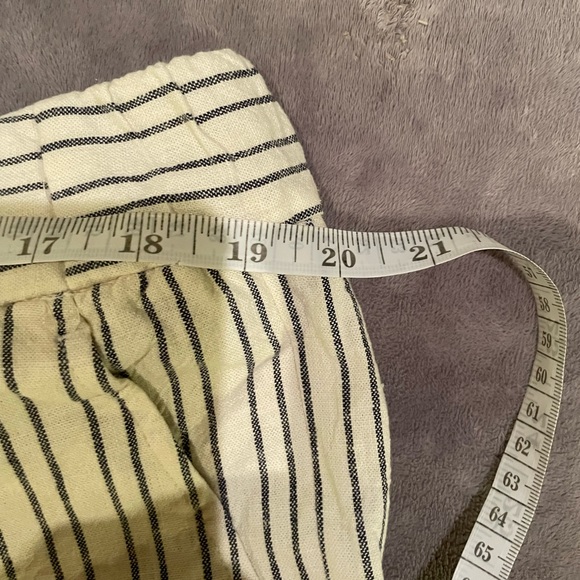 Apt 9 XL wide leg crop Capri cream linen blue pinstripe pull on pants - Picture 8 of 8